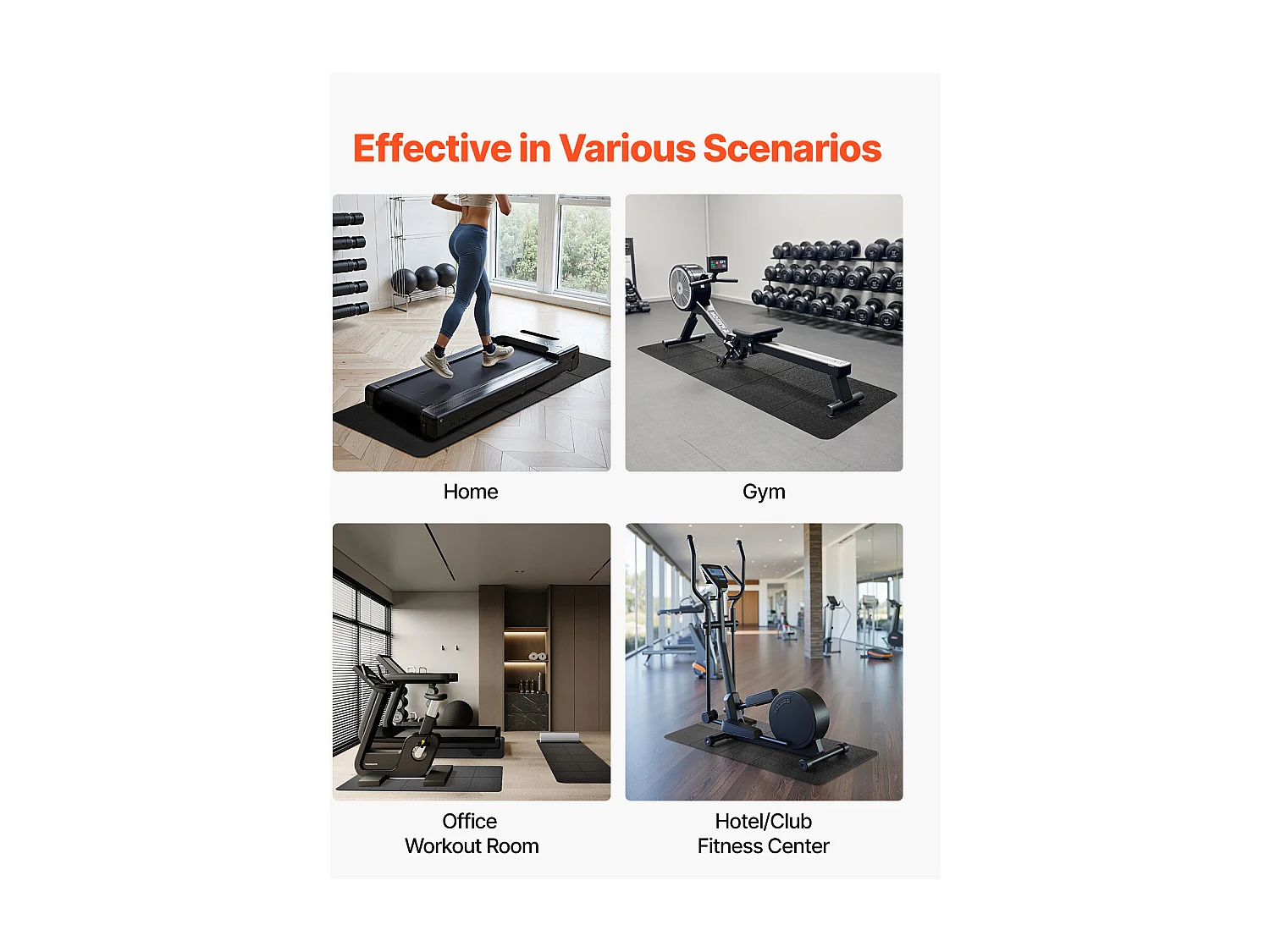 Tapis d'Équipement d'Exercice SucceBuy, 30 x 34 x 0,6 cm, Tapis de Protection de Sol pour Vélos Elliptiques et Tapis de Marche Compacts, en PVC Haute Densité