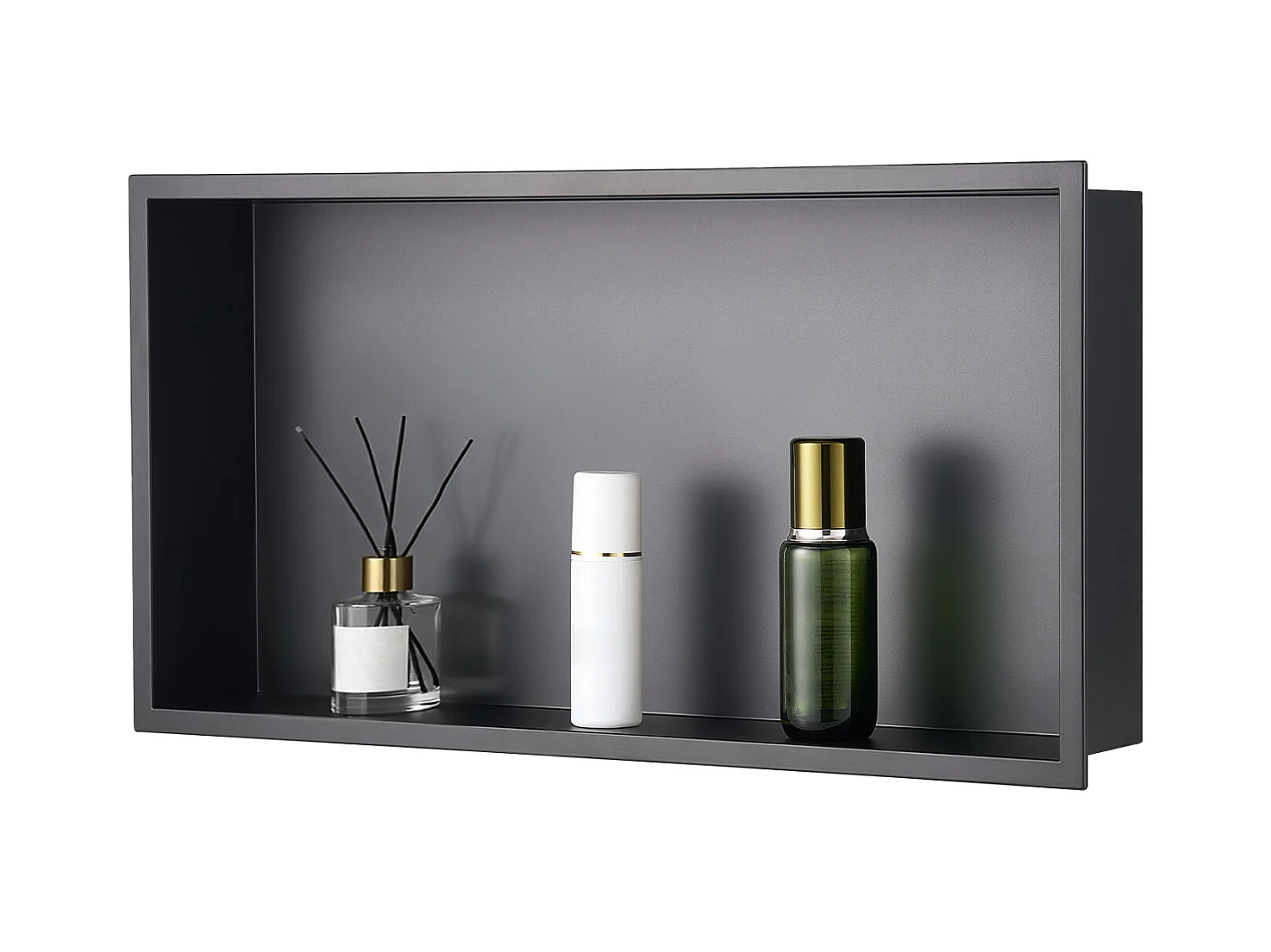 Niche de Douche SucceBuy, 33 x 63,5 x 10,2 cm, Niche Murale Encastrée, Organisateur en Acier Inoxydable Robuste, Stockage Savon/Shampoing, Scellée et Étanche