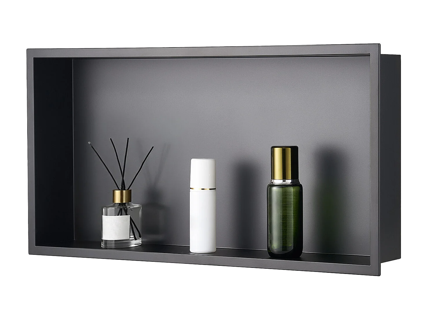 Niche de Douche SucceBuy, 33 x 63,5 x 10,2 cm, Niche Murale Encastrée, Organisateur en Acier Inoxydable Robuste, Stockage Savon/Shampoing, Scellée et Étanche