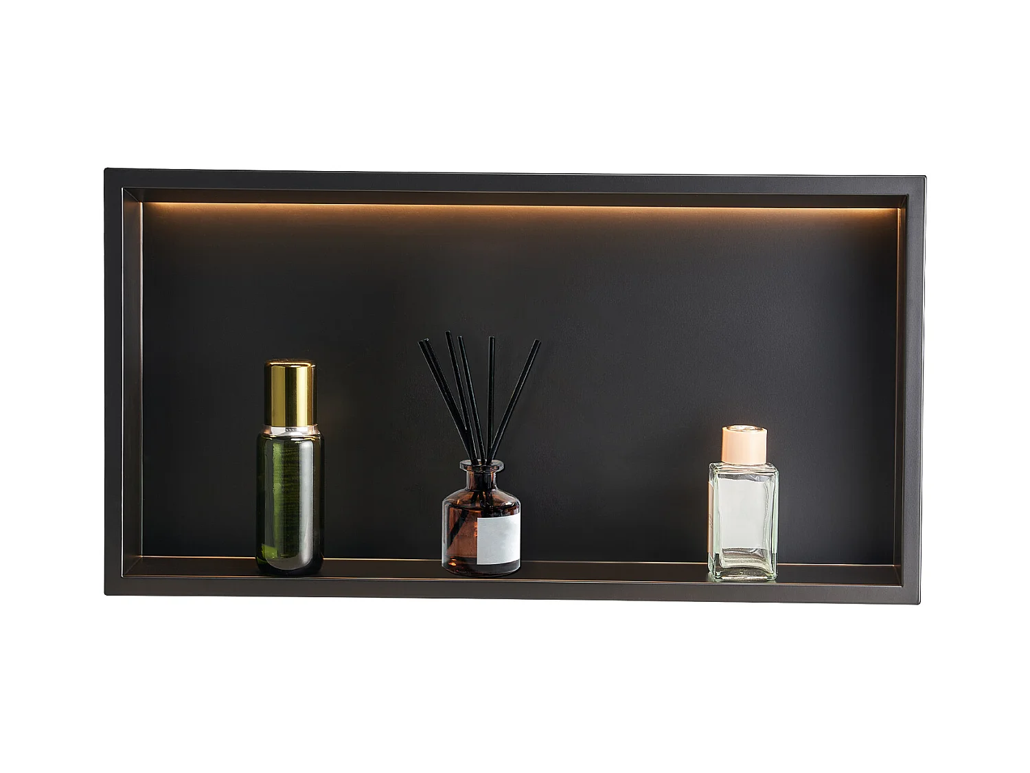 Dusch niche SucceBuy, 33 x 63,5 x 10,2 cm, Eingebettete Wandnische mit LED-Leiste, Robuster Organizer aus Edelstahl, Shampoo-Aufbewahrung, Wasserdicht