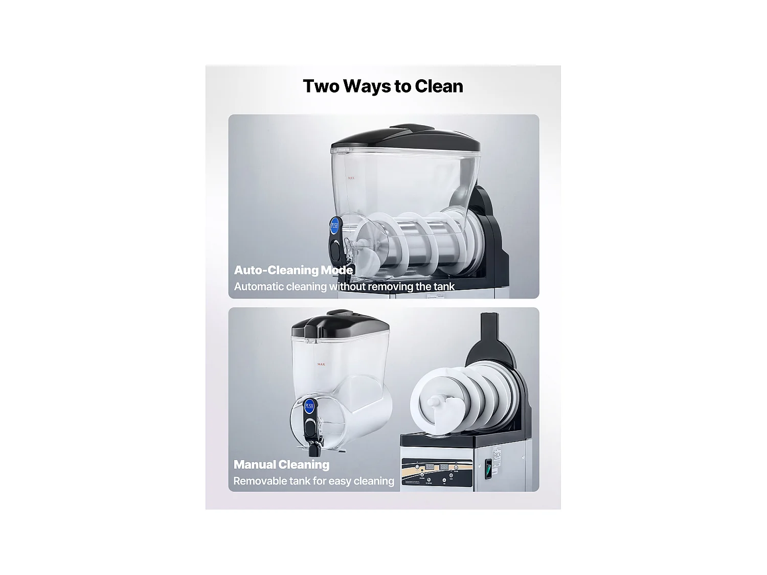 Machine à Granité SucceBuy, Réservoir Unique de 15 L, Acier Inoxydable, Distributeur de Boissons Glacées, pour Maison, Restaurants, Cafés, Bars