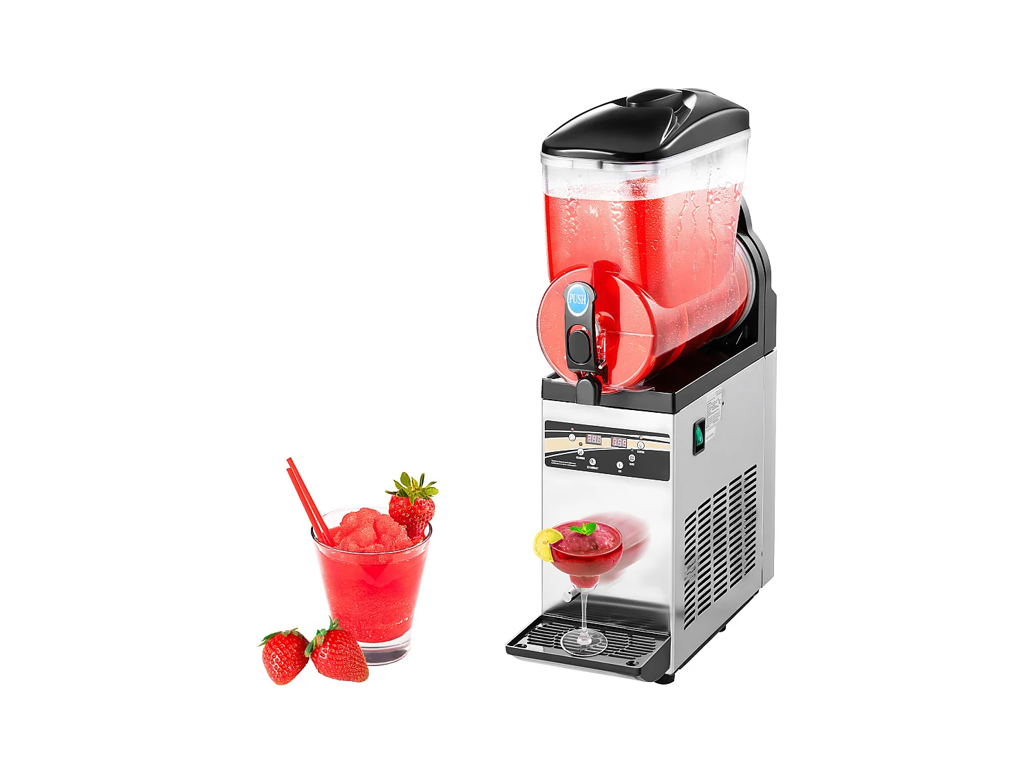 Machine à Granité SucceBuy, Réservoir Unique de 15 L, Acier Inoxydable, Distributeur de Boissons Glacées, pour Maison, Restaurants, Cafés, Bars