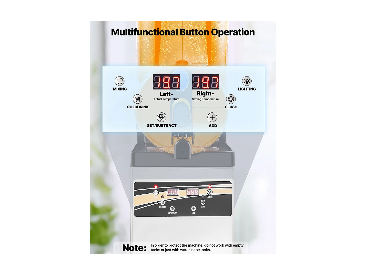 Machine à Granité SucceBuy, Réservoir Unique de 15 L, Acier Inoxydable, Distributeur de Boissons Glacées, pour Maison, Restaurants, Cafés, Bars