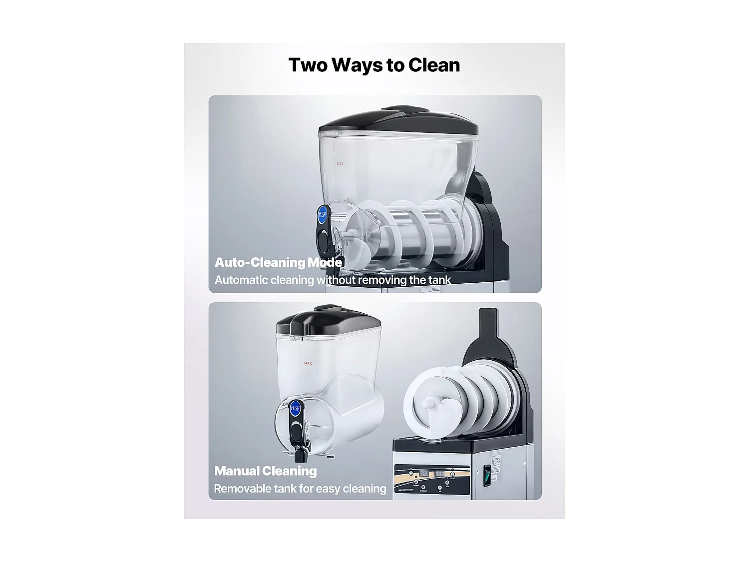 Machine à Granité SucceBuy, Réservoir Unique de 15 L, Acier Inoxydable, Distributeur de Boissons Glacées, pour Maison, Restaurants, Cafés, Bars