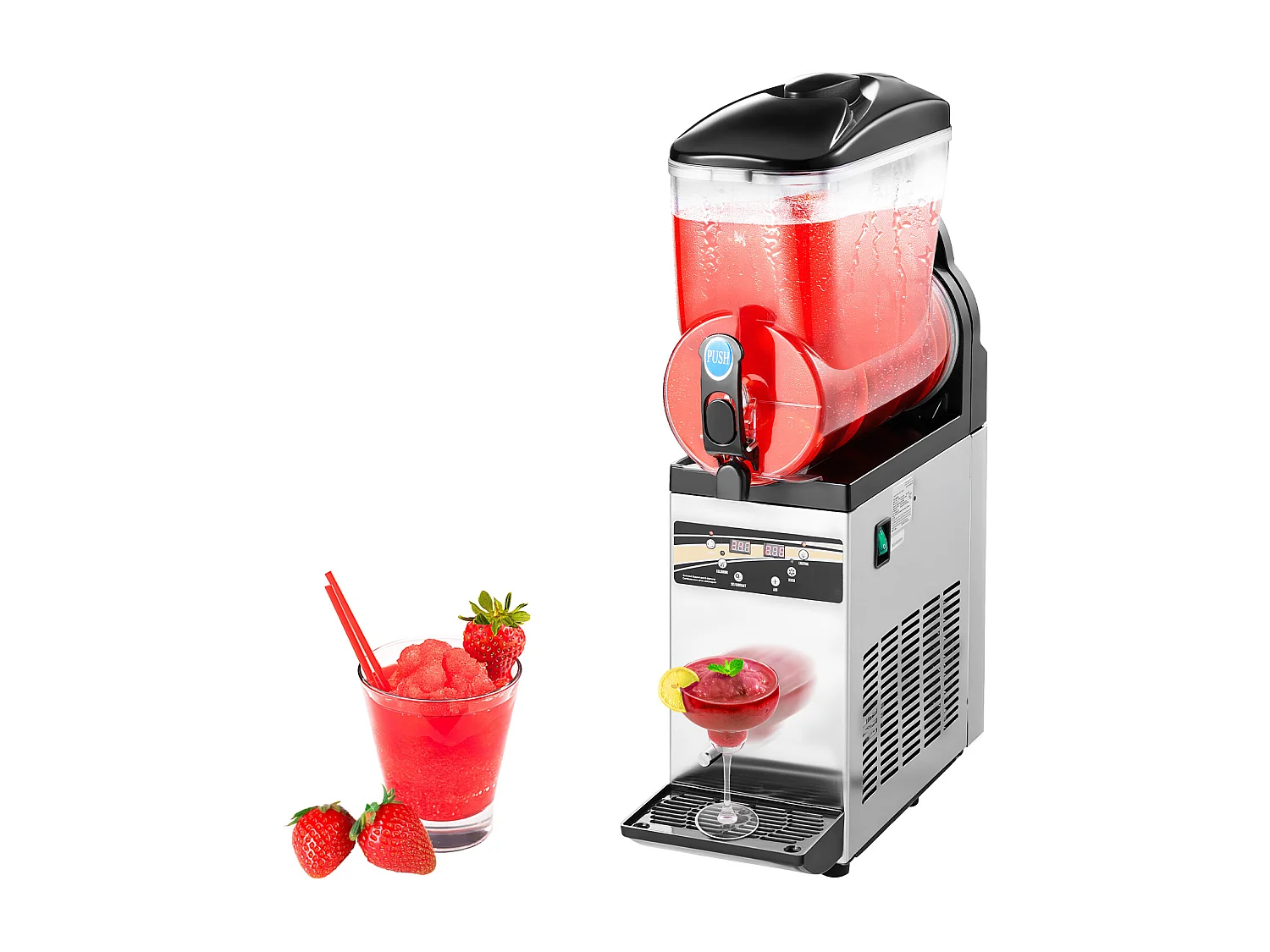 Machine à Granité SucceBuy, Réservoir Unique de 15 L, Acier Inoxydable, Distributeur de Boissons Glacées, pour Maison, Restaurants, Cafés, Bars