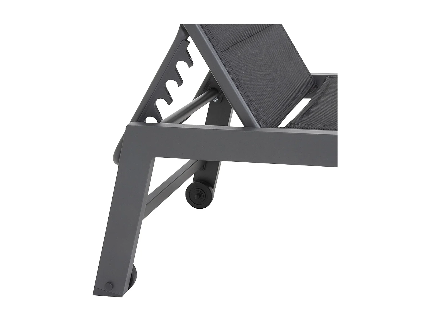 Set 2 bains de soleil et table d'appoint BARBADOS en textilène noir - aluminium gris anthracite - HAPPY GARDEN