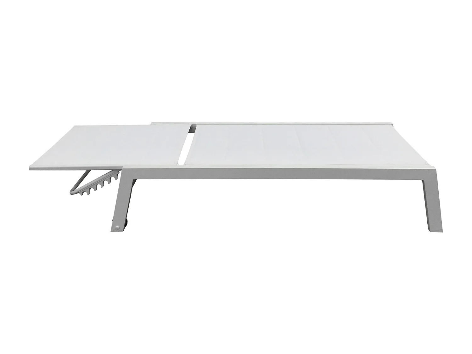 Set 2 bains de soleil et table d'appoint BARBADOS en textilène blanc - aluminium blanc - HAPPY GARDEN