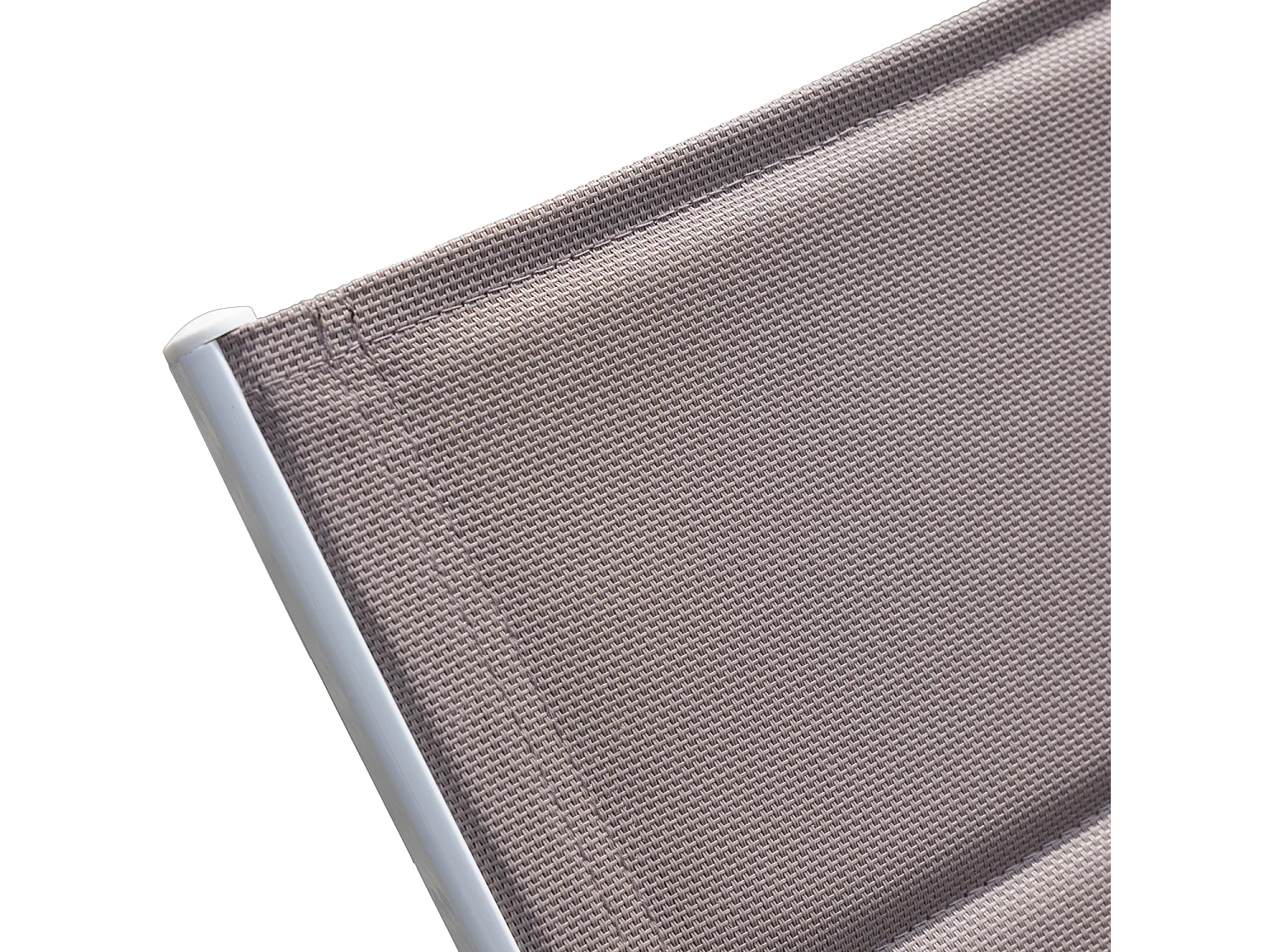 Set 2 bains de soleil et table d'appoint BARBADOS en textilène taupe - aluminium blanc - HAPPY GARDEN