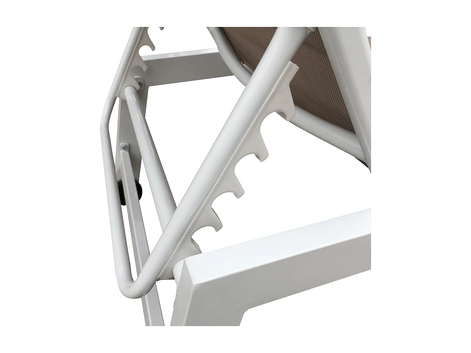 Set 2 bains de soleil et table d'appoint BARBADOS en textilène taupe - aluminium blanc - HAPPY GARDEN