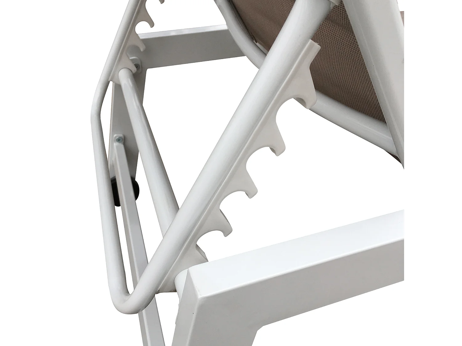 Set 2 bains de soleil et table d'appoint BARBADOS en textilène taupe - aluminium blanc - HAPPY GARDEN