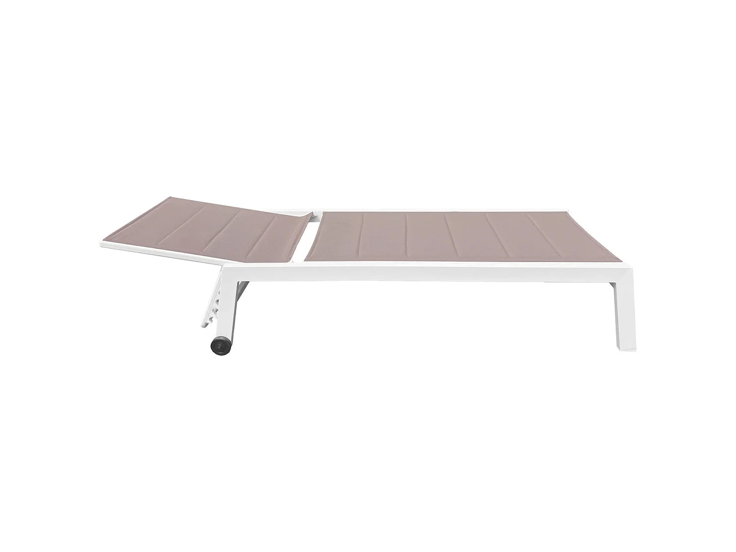 Set 2 bains de soleil et table d'appoint BARBADOS en textilène taupe - aluminium blanc - HAPPY GARDEN