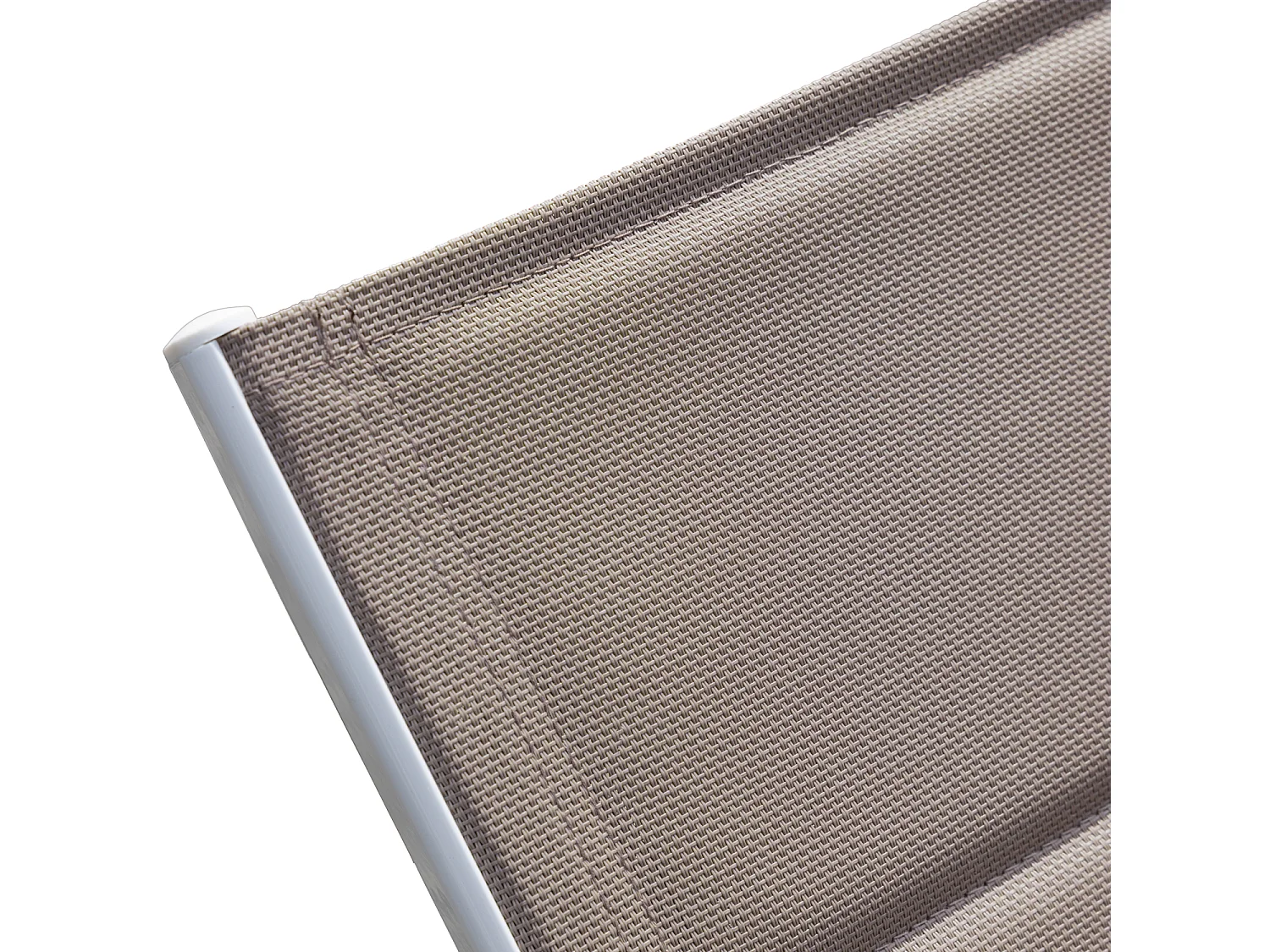 Set 2 bains de soleil et table d'appoint BARBADOS en textilène taupe - aluminium blanc - HAPPY GARDEN
