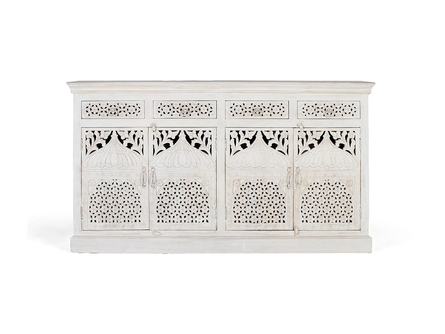 Credenza con 4 ante e 4 cassetti in legno di mango