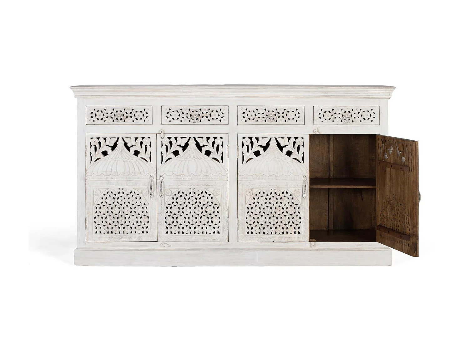 Credenza con 4 ante e 4 cassetti in legno di mango