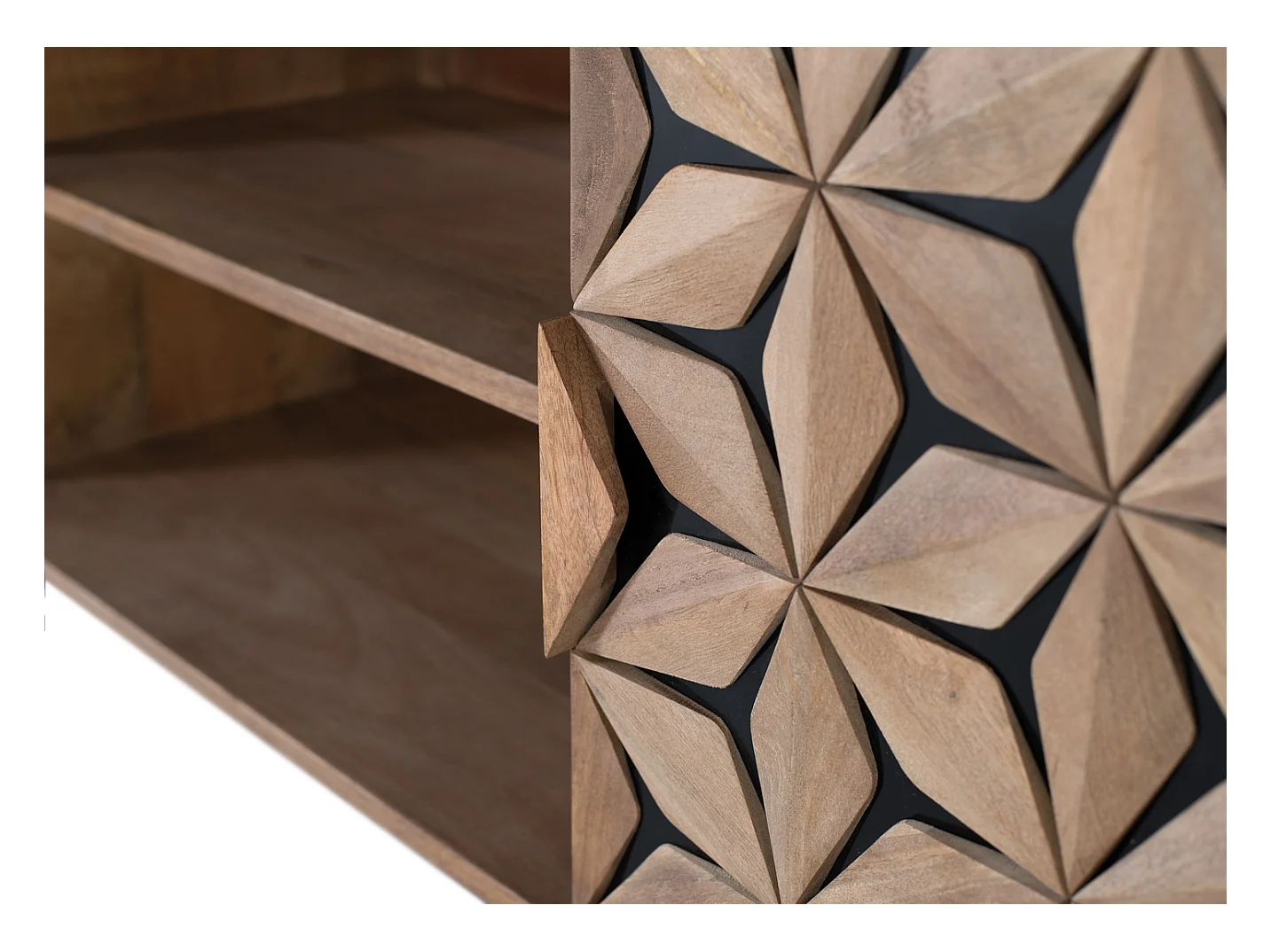 Meuble TV avec 2 portes et 2 étagères en bois de manguier