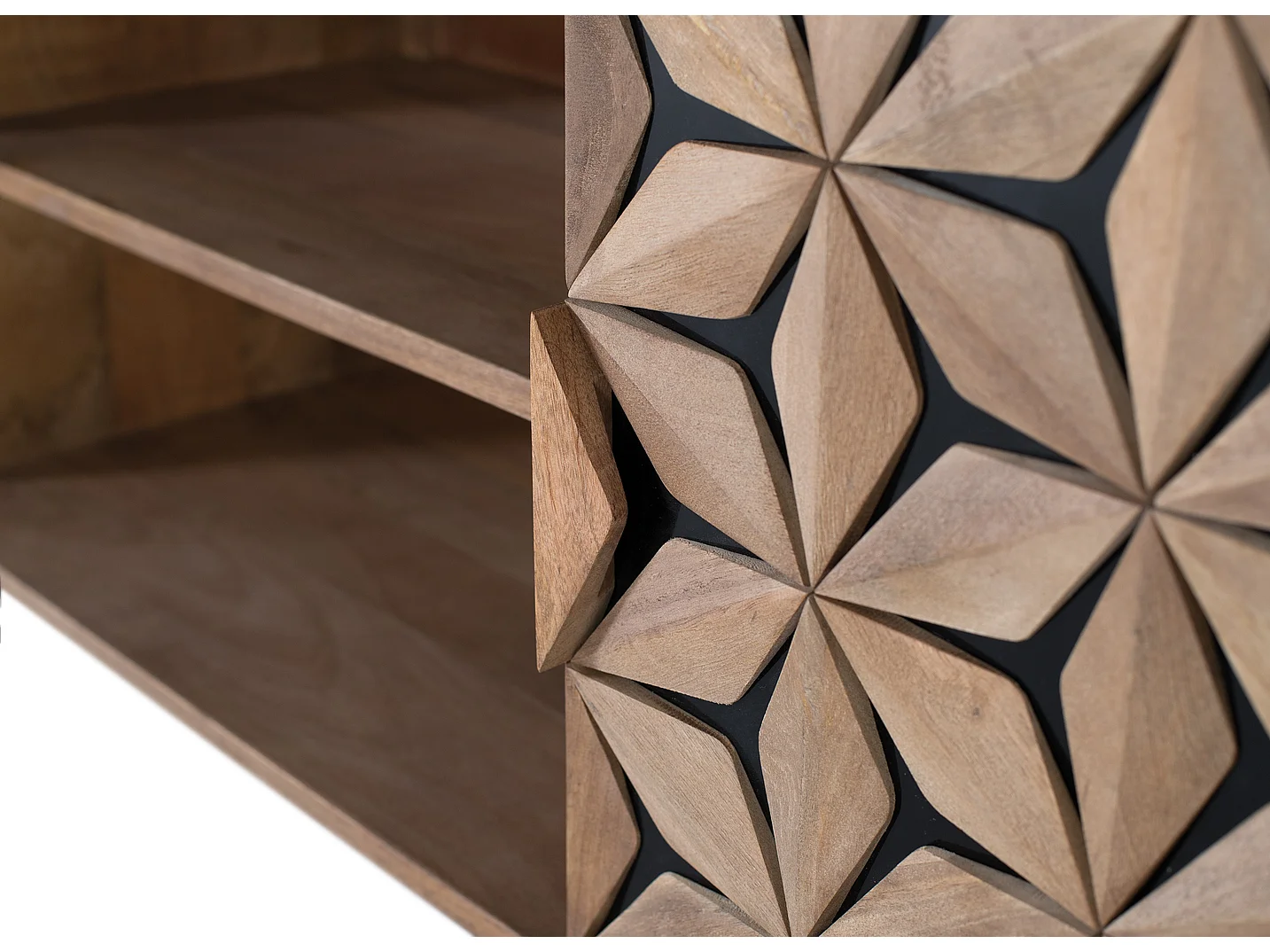 Meuble TV avec 2 portes et 2 étagères en bois de manguier