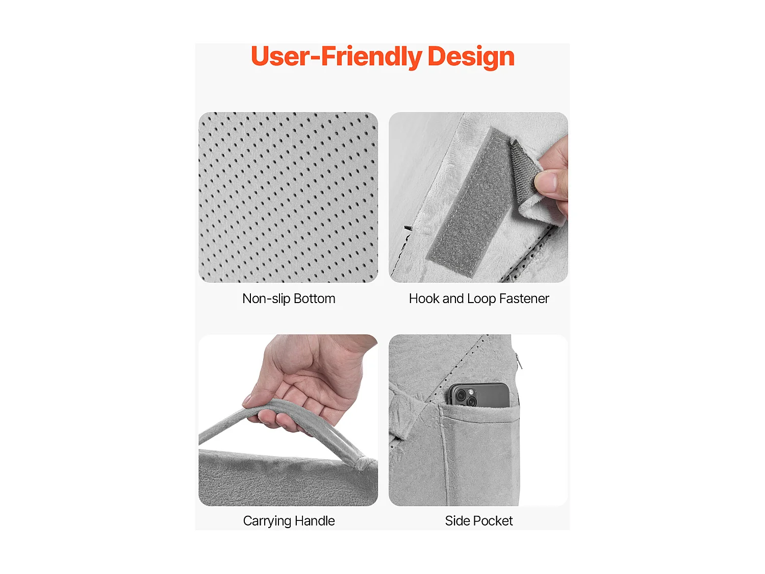 Set aus 3 Verstellbaren Bettkissen SucceBuy, Orthopädische Schaumstütze, Waschbare Hülle, Postoperatives Kissen, Dunkelgrau