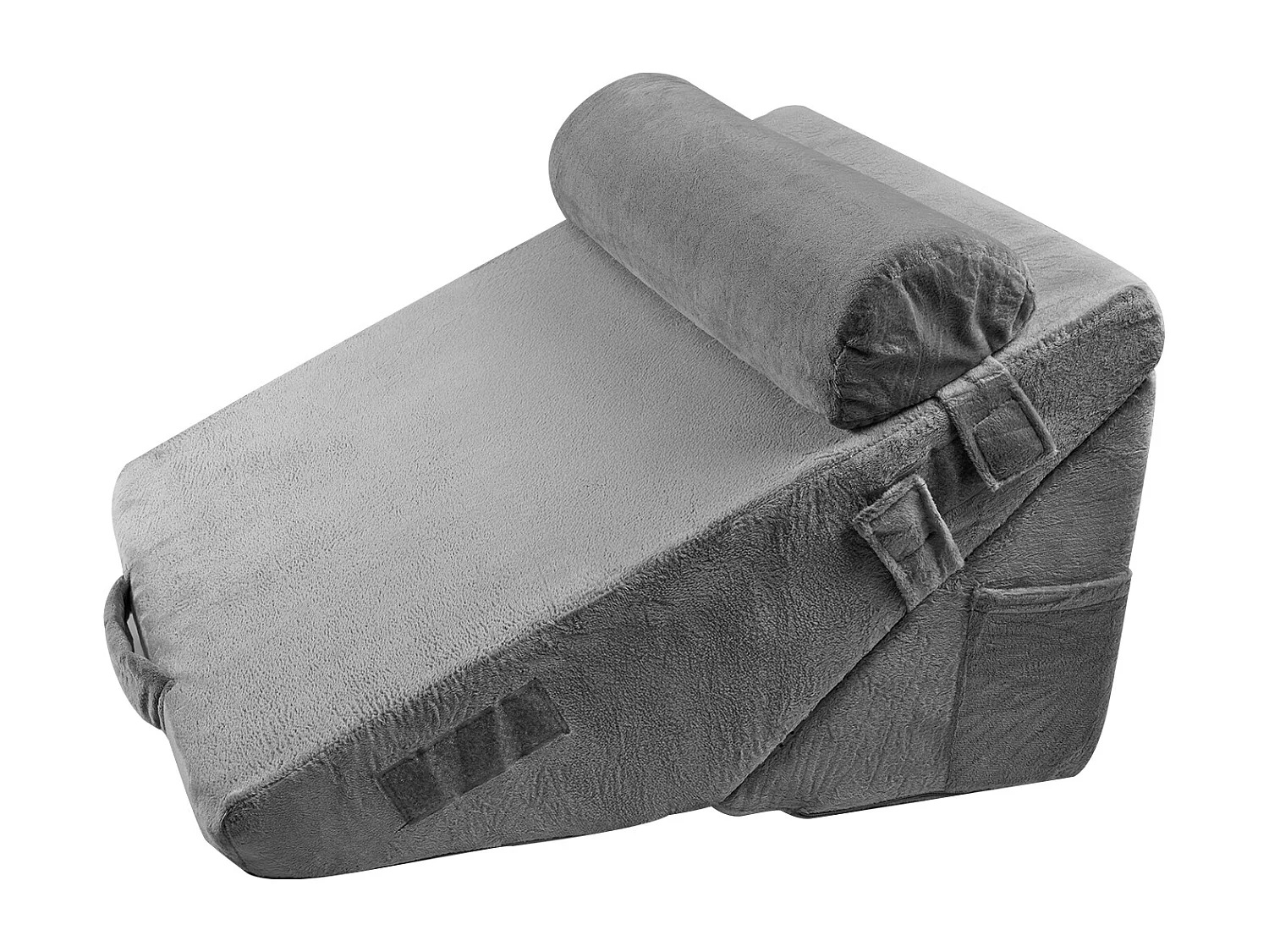 Set aus 3 Verstellbaren Bettkissen SucceBuy, Orthopädische Schaumstütze, Waschbare Hülle, Postoperatives Kissen, Dunkelgrau