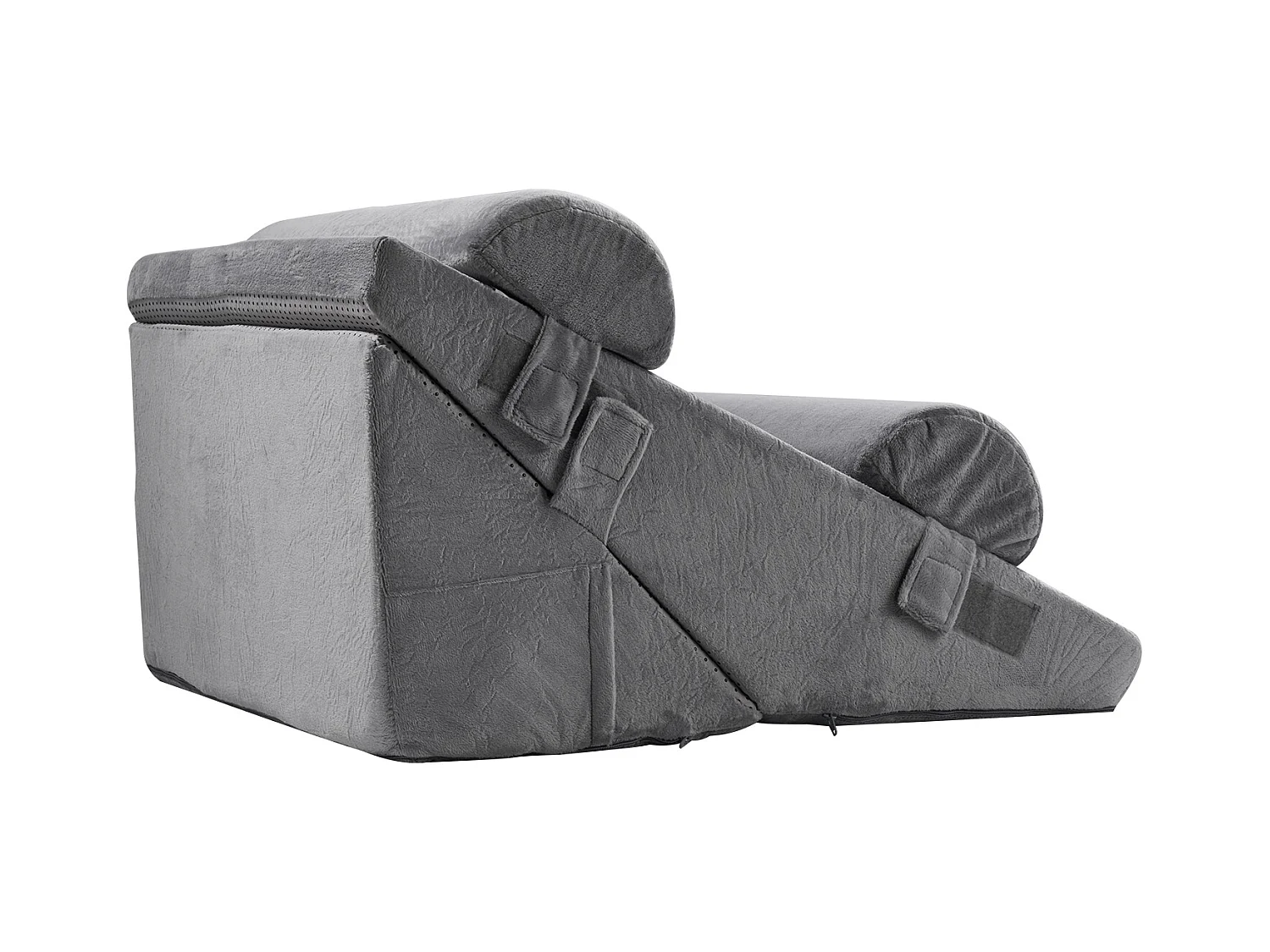 Coussin Incliné Lit SucceBuy, Oreiller Triangulaire Orthopédique Réglable, Mousse Rembourrée, Housse Lavable, Soutien Dos, Soulagement Reflux Acide, Gris Foncé