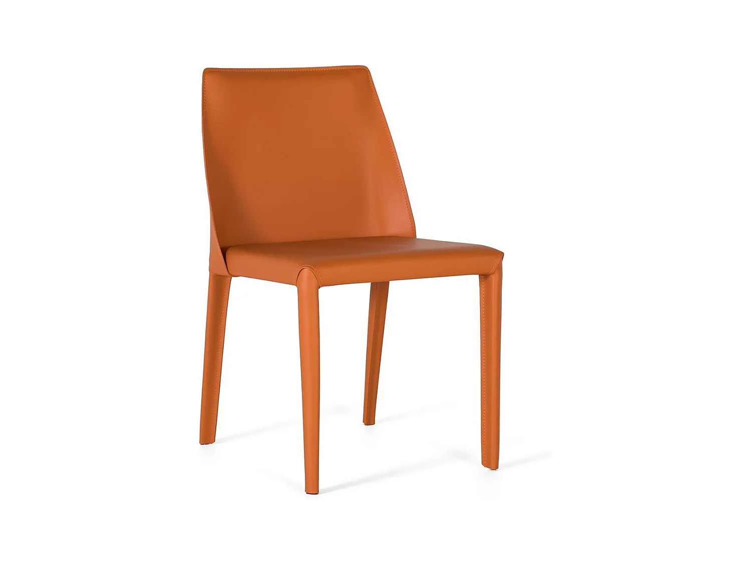 Set aus 2 Stühlen mit orangefarbenem Kunstlederbezug