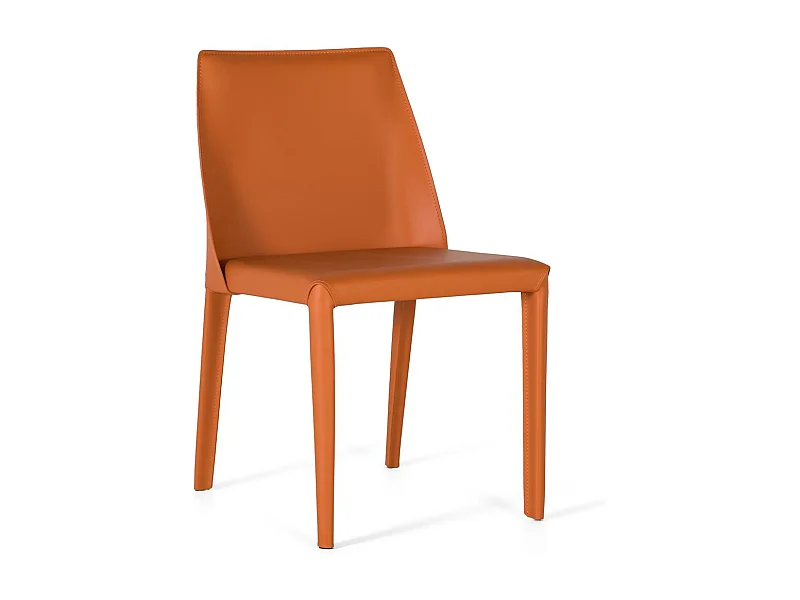 2er-Set Stühle mit orangefarbenem Kunstlederbezug