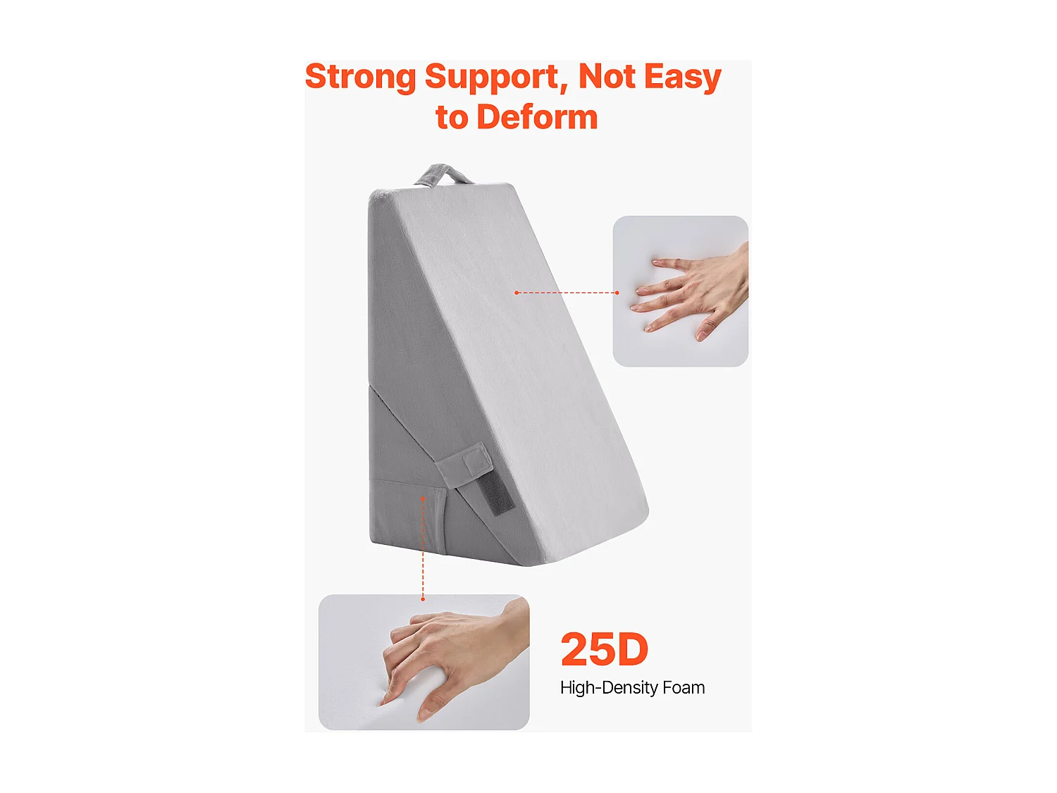 Instelbaar Bedkussen SucceBuy voor Slapen, Orthopedische Hoge Dichtheid Schuim 25D, Wasbare Hoes, Postoperatief Kussen, Lichtgrijs