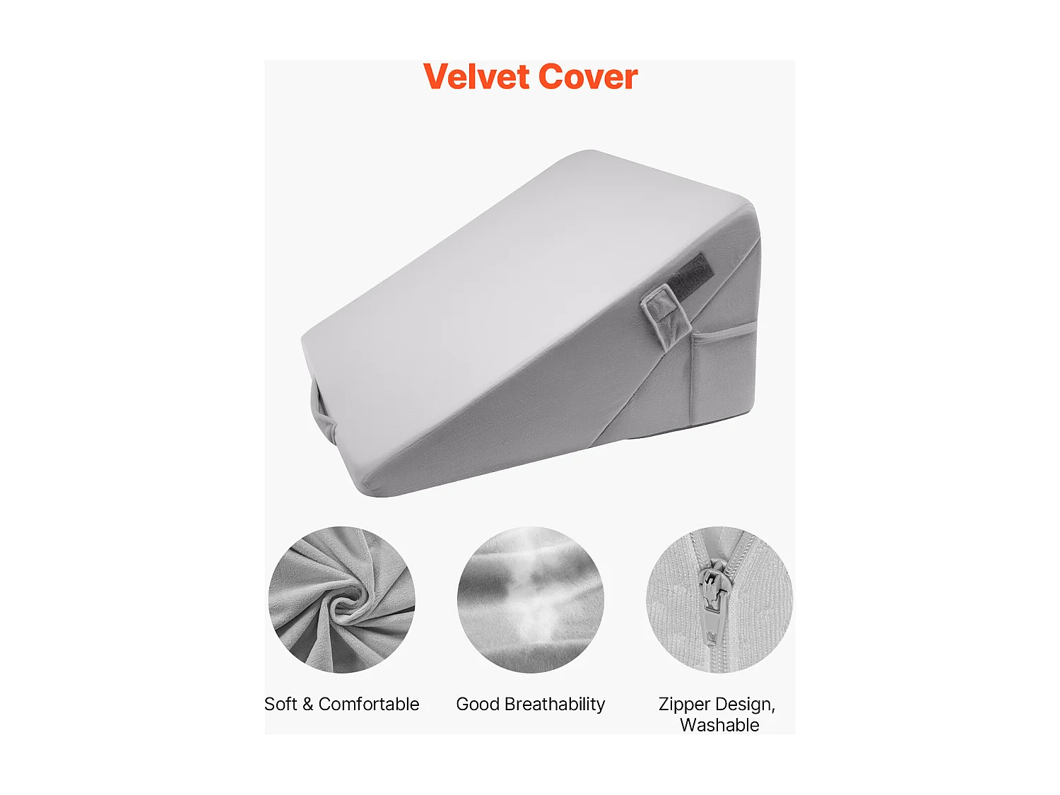 Instelbaar Bedkussen SucceBuy voor Slapen, Orthopedische Hoge Dichtheid Schuim 25D, Wasbare Hoes, Postoperatief Kussen, Lichtgrijs