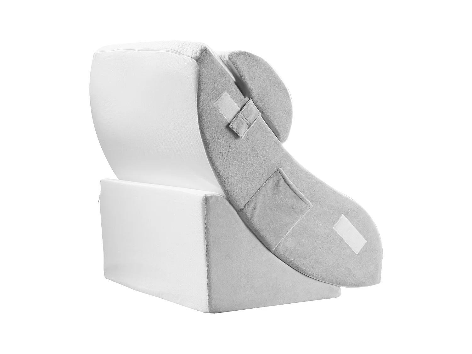 Coussin Incliné Lit SucceBuy, Oreiller Triangulaire Orthopédique Réglable, Mousse Rembourrée, Housse Lavable, Soutien Dos, Soulagement Reflux Acide, Blanc/Gris