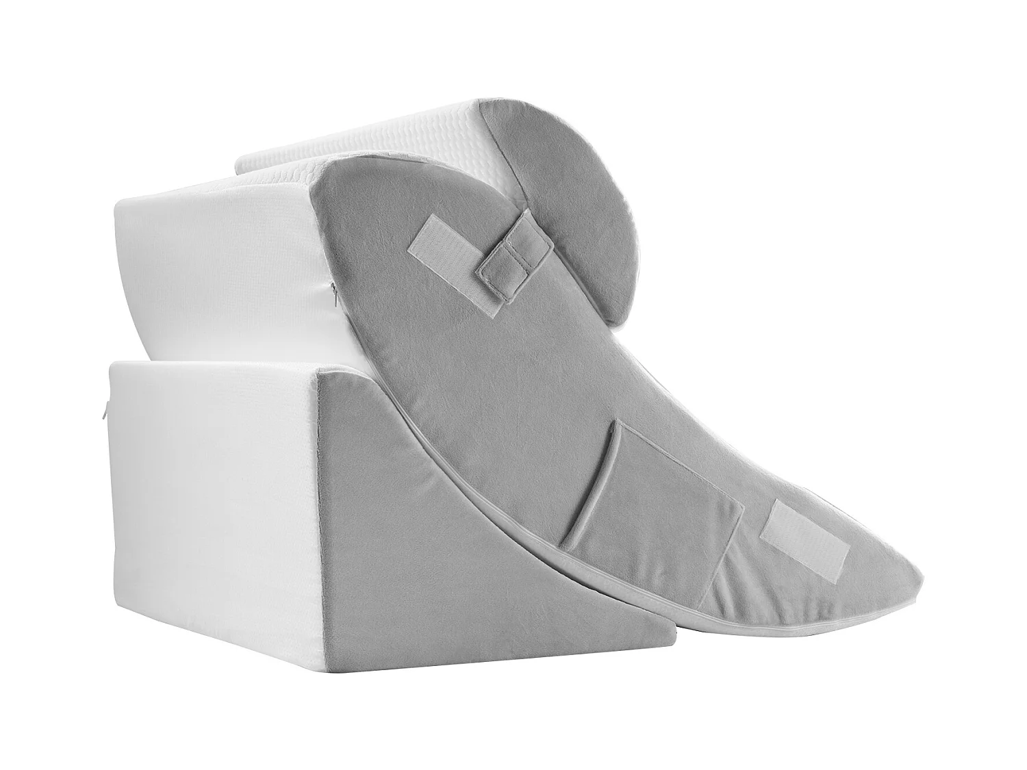 Coussin Incliné Lit SucceBuy, Oreiller Triangulaire Orthopédique Réglable, Mousse Rembourrée, Housse Lavable, Soutien Dos, Soulagement Reflux Acide, Blanc/Gris