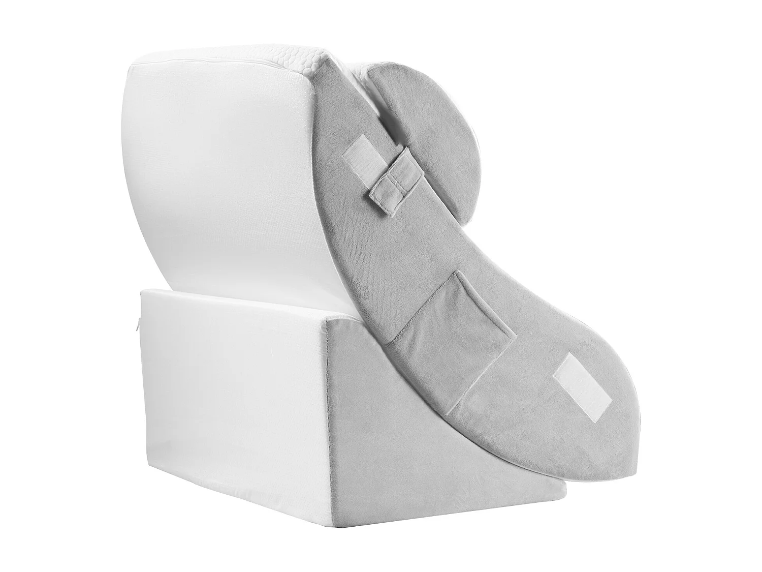 Inkliniertes Bettkissen SucceBuy, Reguliertes Orthopädisches Dreiecks-Kissen, Schaumgefüllt, Waschbare Hülle, Rückenstütze, Linderung bei SäureReflux, Weiß/Grau