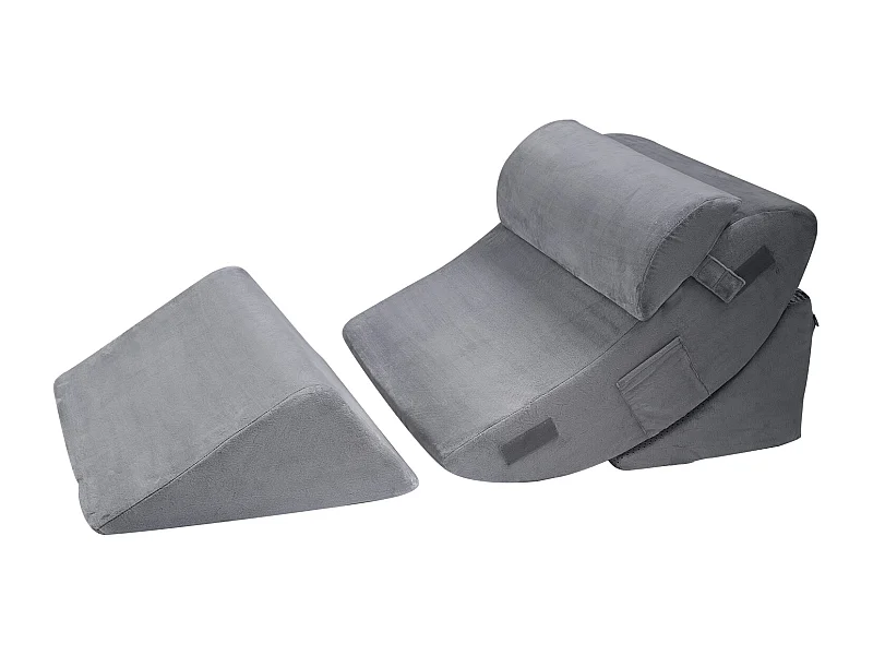 Podchylony Poduszka do Łóżka SucceBuy, Regulowana Ortopedyczna Poduszka Trójkątna, Wypełniona Pianką, Łagodzenie Refluksy Kwasowej, Ciemny Szary