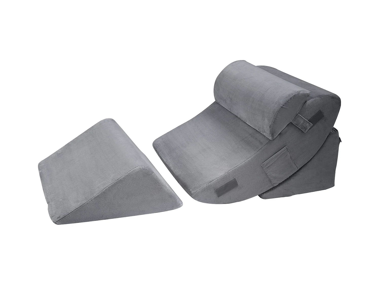 Coussin Incliné Lit SucceBuy, Oreiller Triangulaire Orthopédique Réglable, Mousse Rembourrée, Housse Lavable, Soutien Dos, Soulagement Reflux Acide, Gris Foncé
