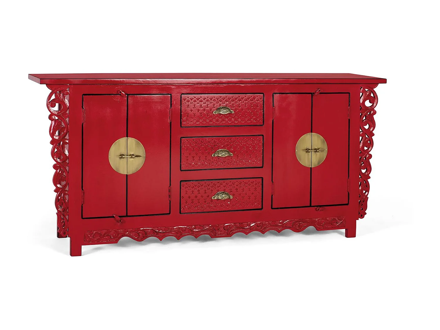 Buffet avec 2 portes et 3 tiroirs en bois de manguier