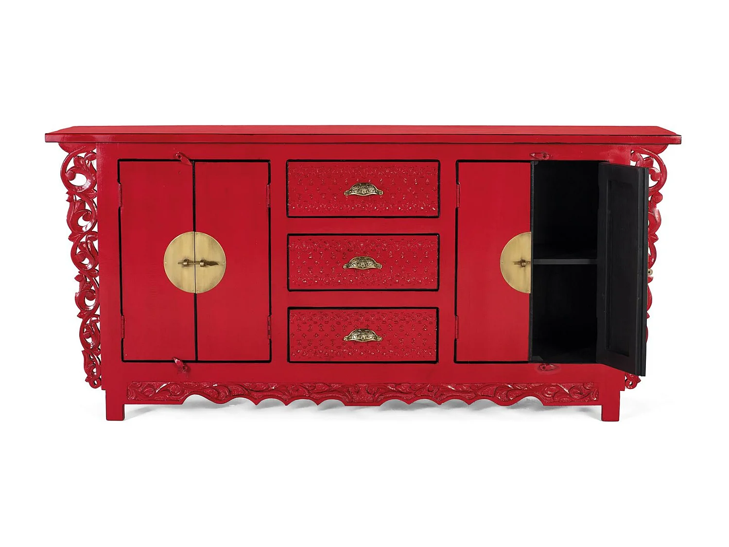 Buffet avec 2 portes et 3 tiroirs en bois de manguier