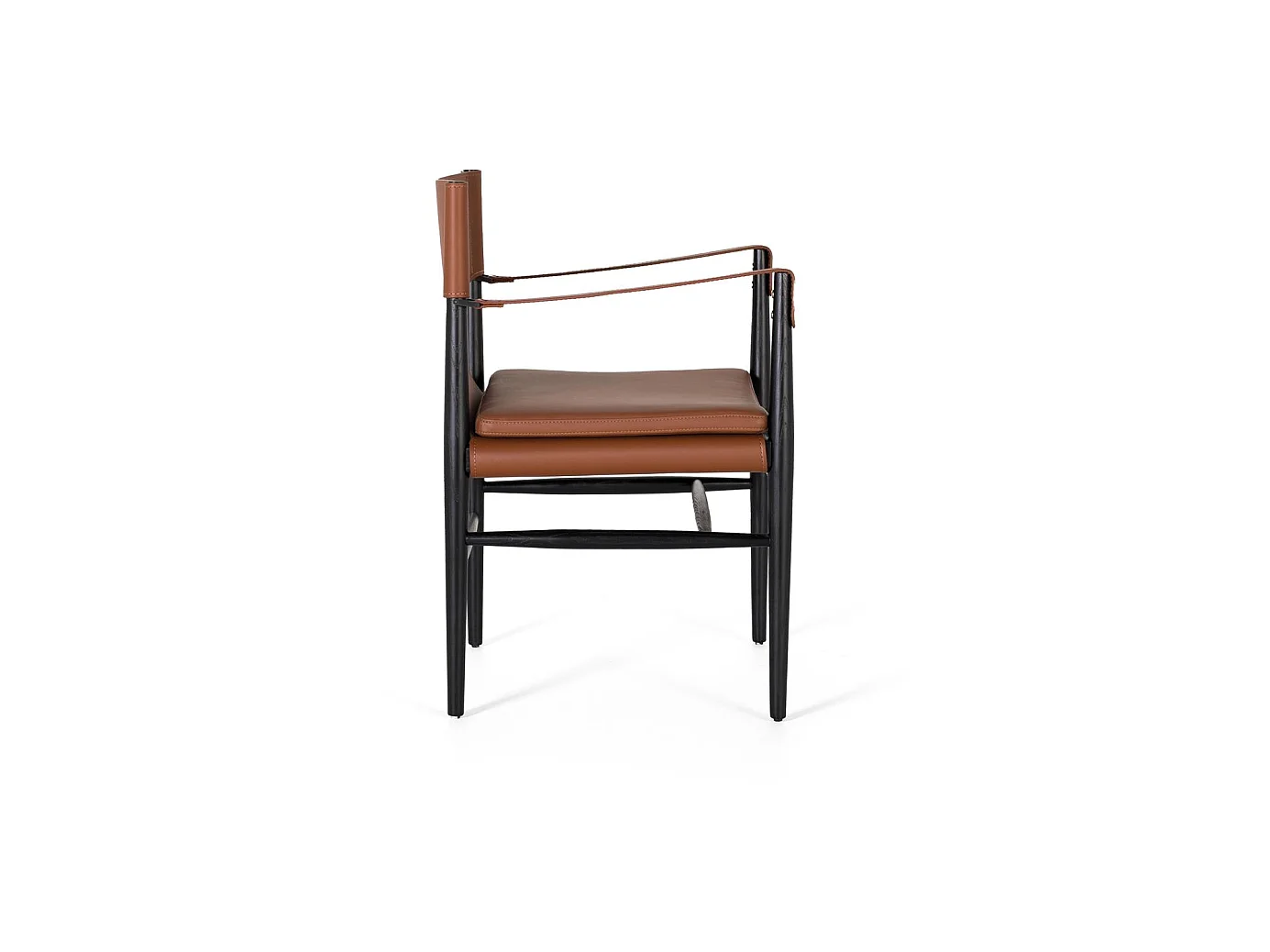 Fauteuil recouvert de cuir synthétique et de bois de frêne marron