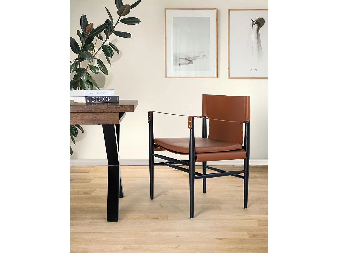 Fauteuil en similicuir 57 cm, style contemporain élégant - 80 x 57 x 52