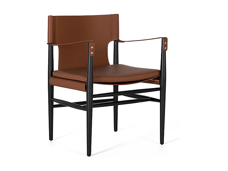 Fauteuil teruggevonden van synthétique en het bos van frêne bruin