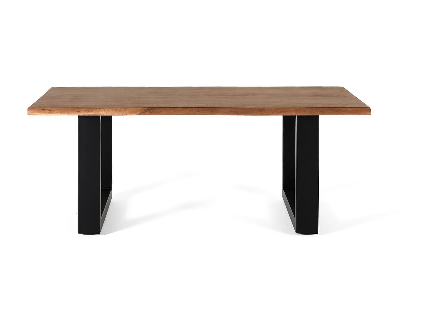 Mesa de centro con tapa de madera maciza de acacia y patas de metal