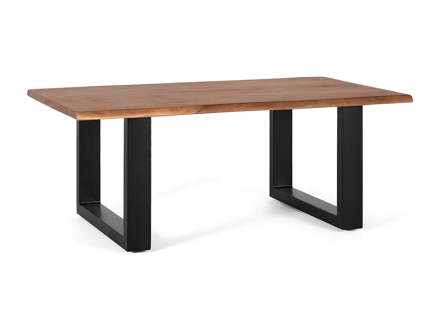 Table basse plateau en bois d'acacia massif et pieds en métal