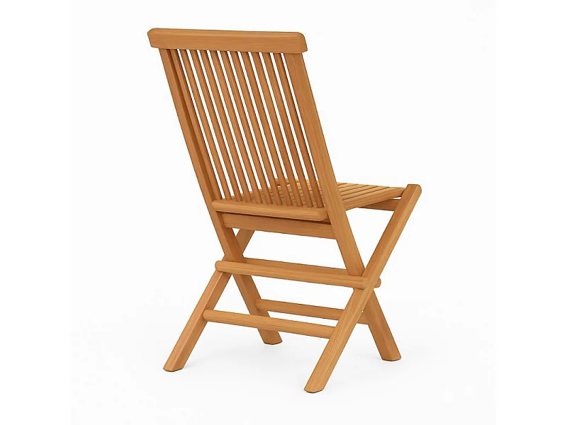 Lot 2 chaises de jardin pliantes bois de teck massif huilé - ANCOLIE