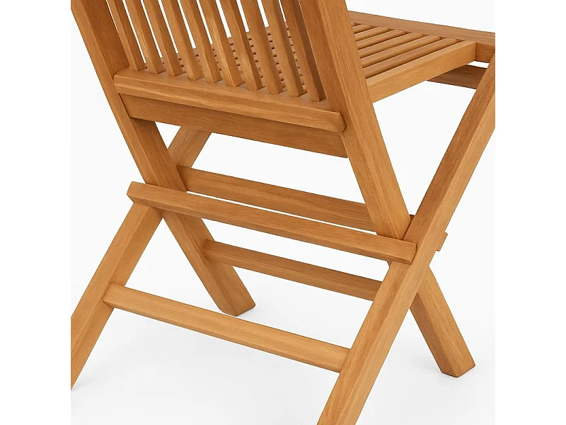 Lot 2 chaises de jardin pliantes bois de teck massif huilé - ANCOLIE