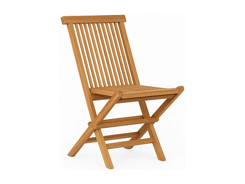 Chaise de jardin pliante en bois de teck massif huilé - ANCOLIE