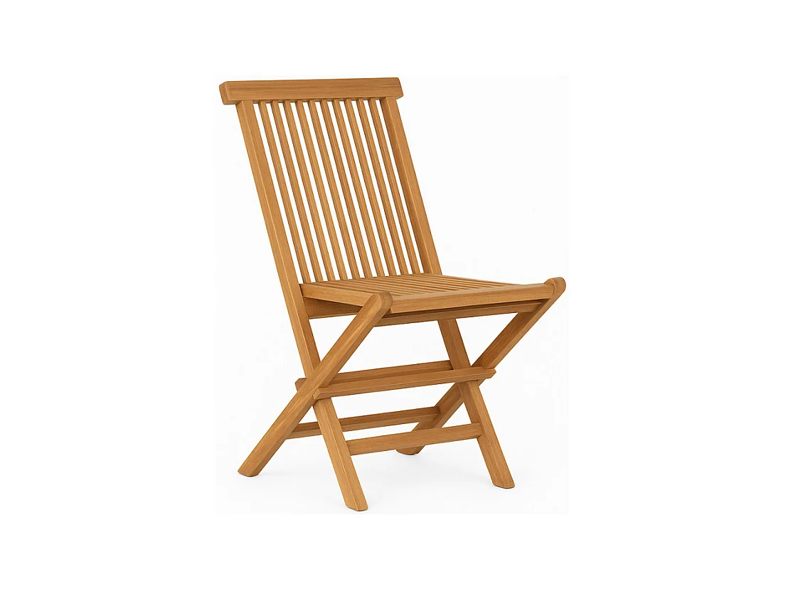 Chaise de jardin pliante en bois de teck massif huilé - ANCOLIE