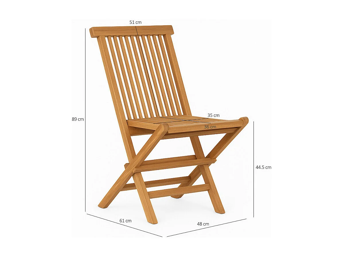 Chaise de jardin pliante en bois de teck massif huilé - ANCOLIE