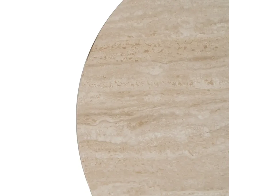 Table basse ronde pierre beige 70 cm pied cannelé CAELIS