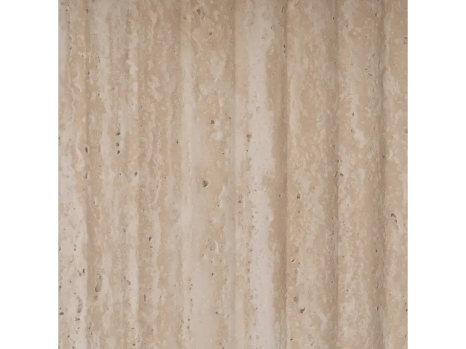 Table basse ronde pierre beige 70 cm pied cannelé CAELIS