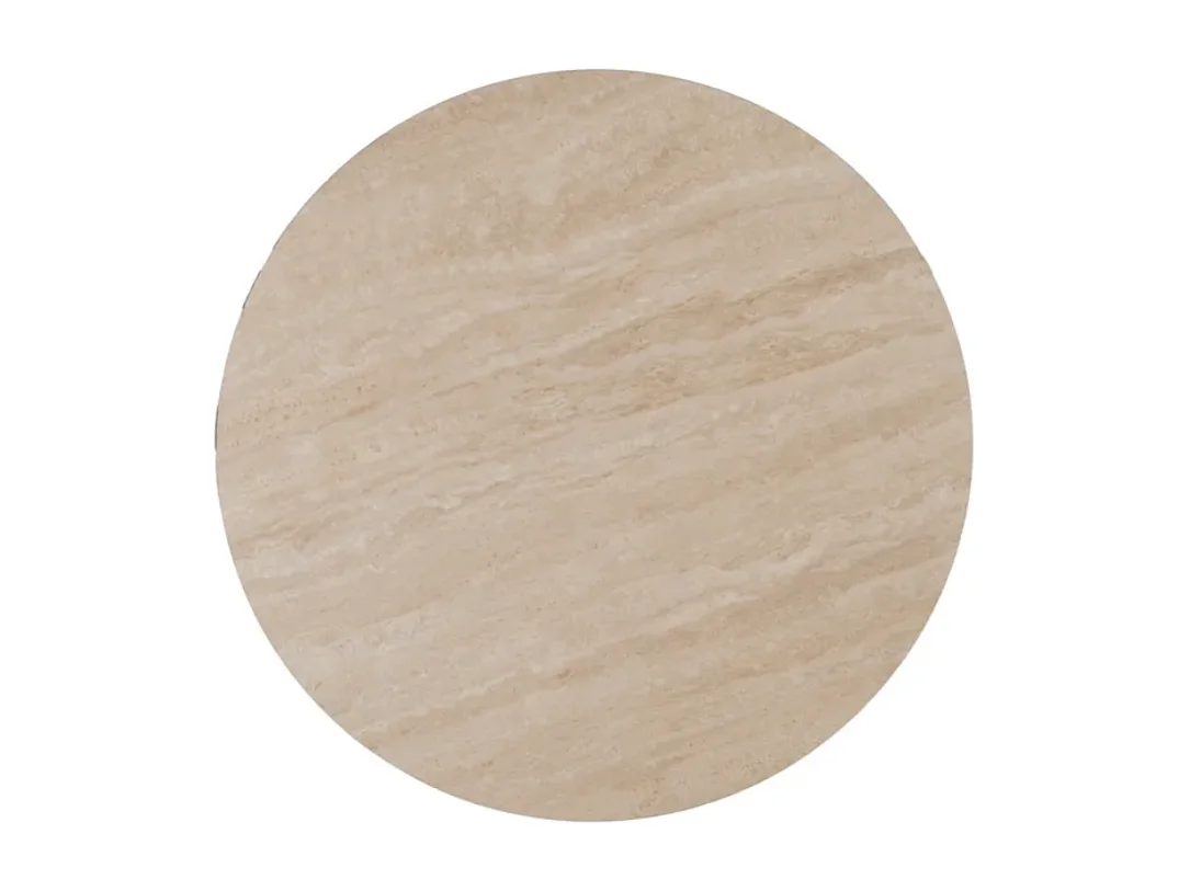 Table basse ronde pierre beige 70 cm pied cannelé CAELIS