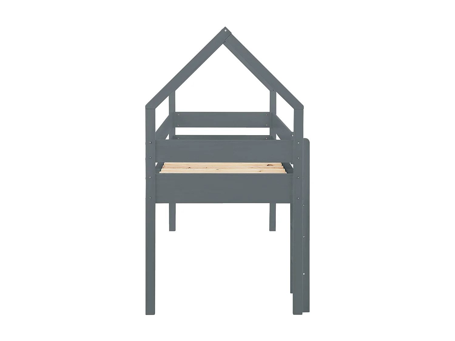 Alpi|Lit cabane surélevé en pin gris 90x200