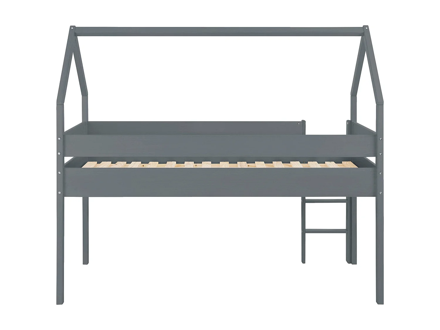 Alpi|Lit cabane surélevé en pin gris 90x200