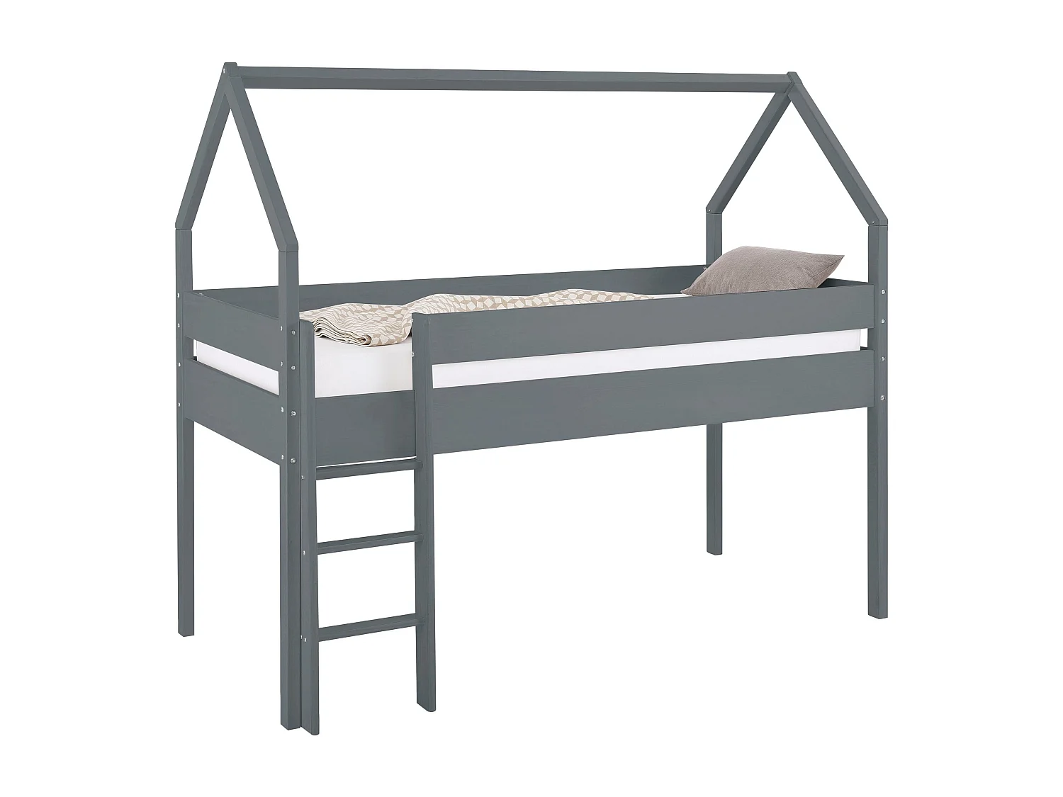 Alpi|Lit cabane surélevé en pin gris 90x200